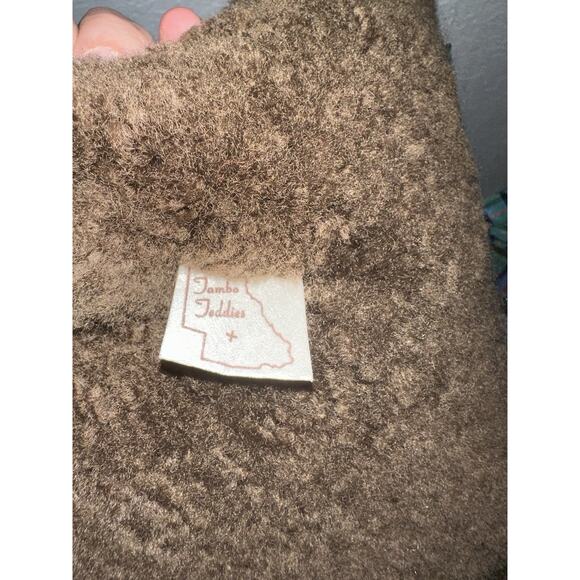 Sheepskin Flat Style Teddy Bear Brown Plaid Bow Australia Tambo Teddies Wool - Picture 7 of 8